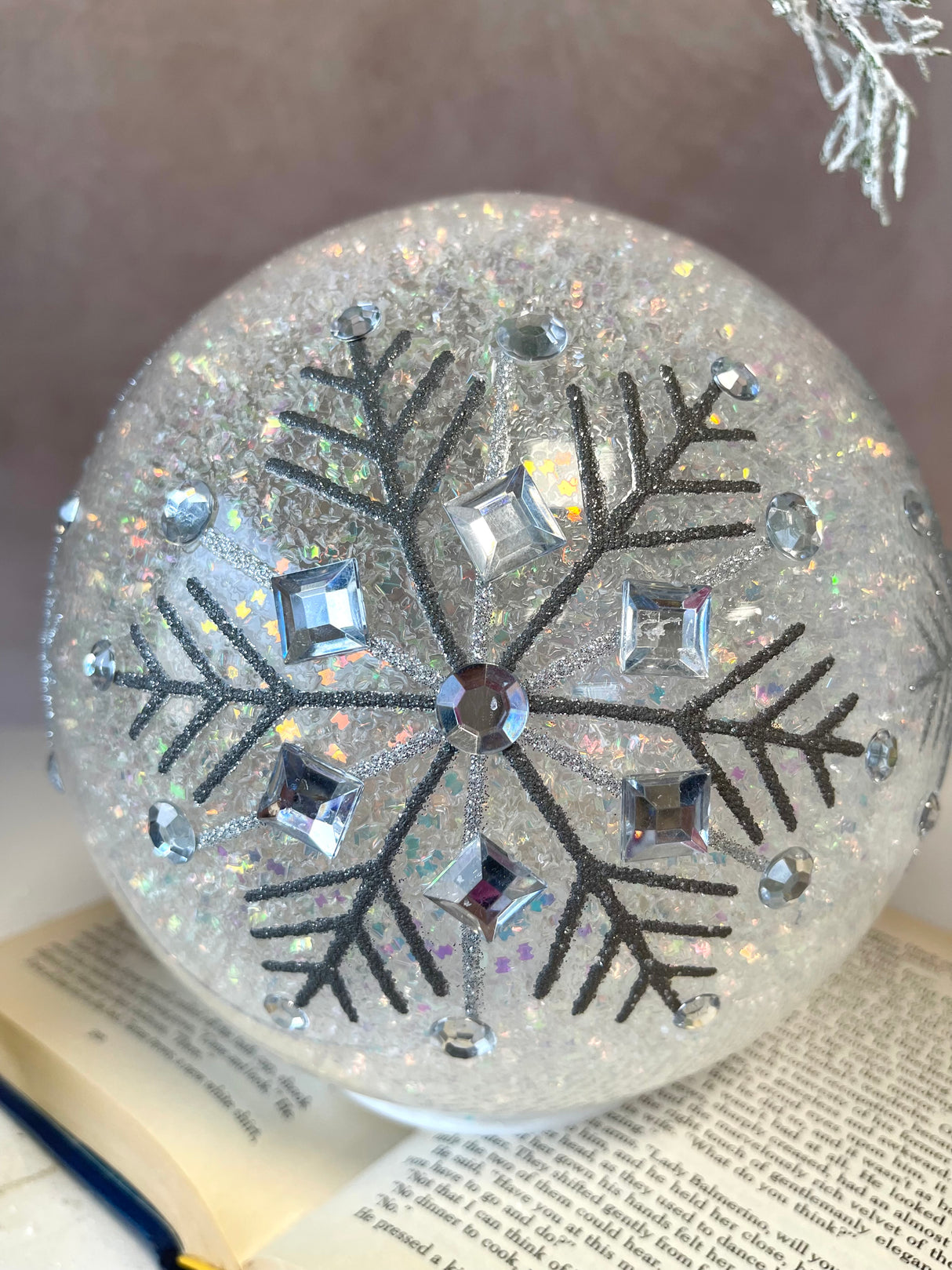 8" Lighted Snowflake Wonder Ball Globe