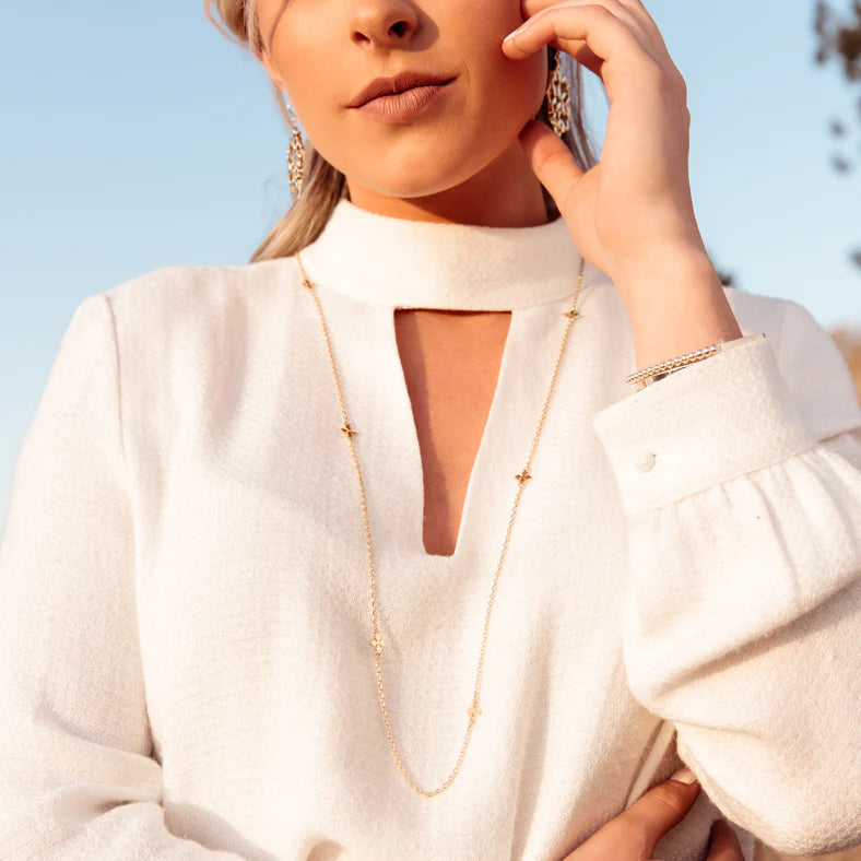 Believer Cross Station Necklace in Gold