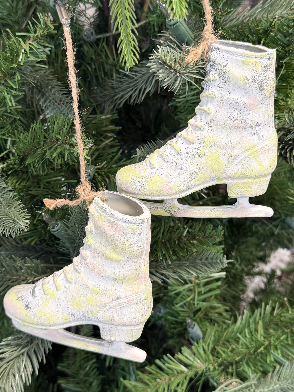 White Skates Ornament Set of 2