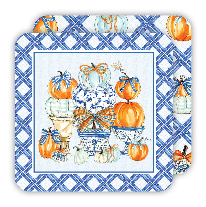 Blue Chinoiserie Square Paper Coasters