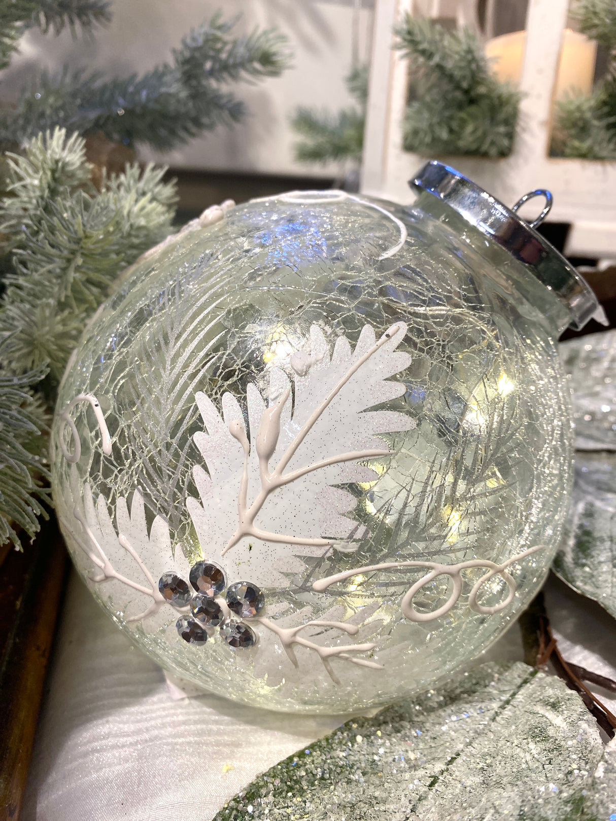 Frosted Pine Lighted Table Ornament
