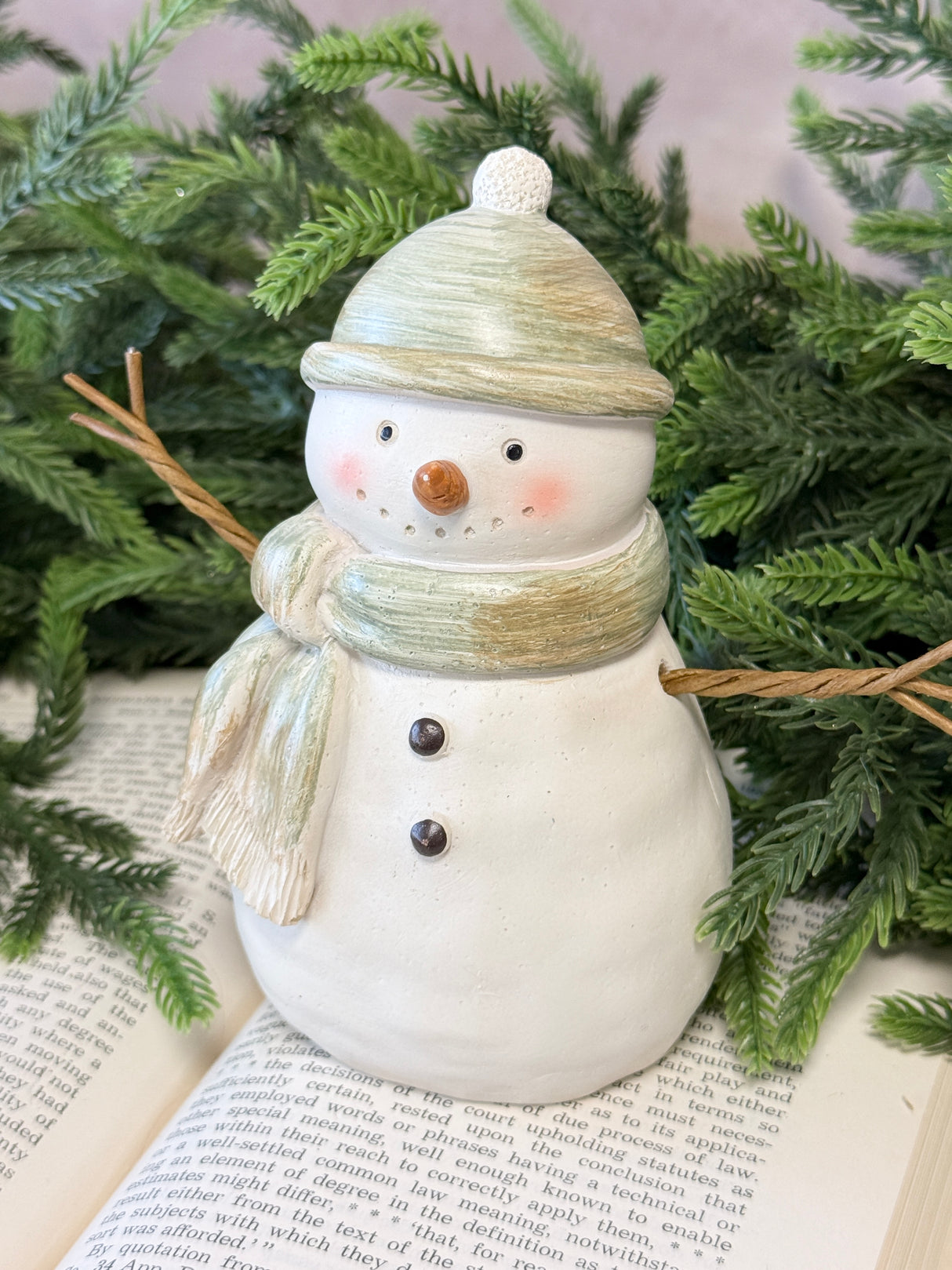Sage Scarf Resin Snowman
