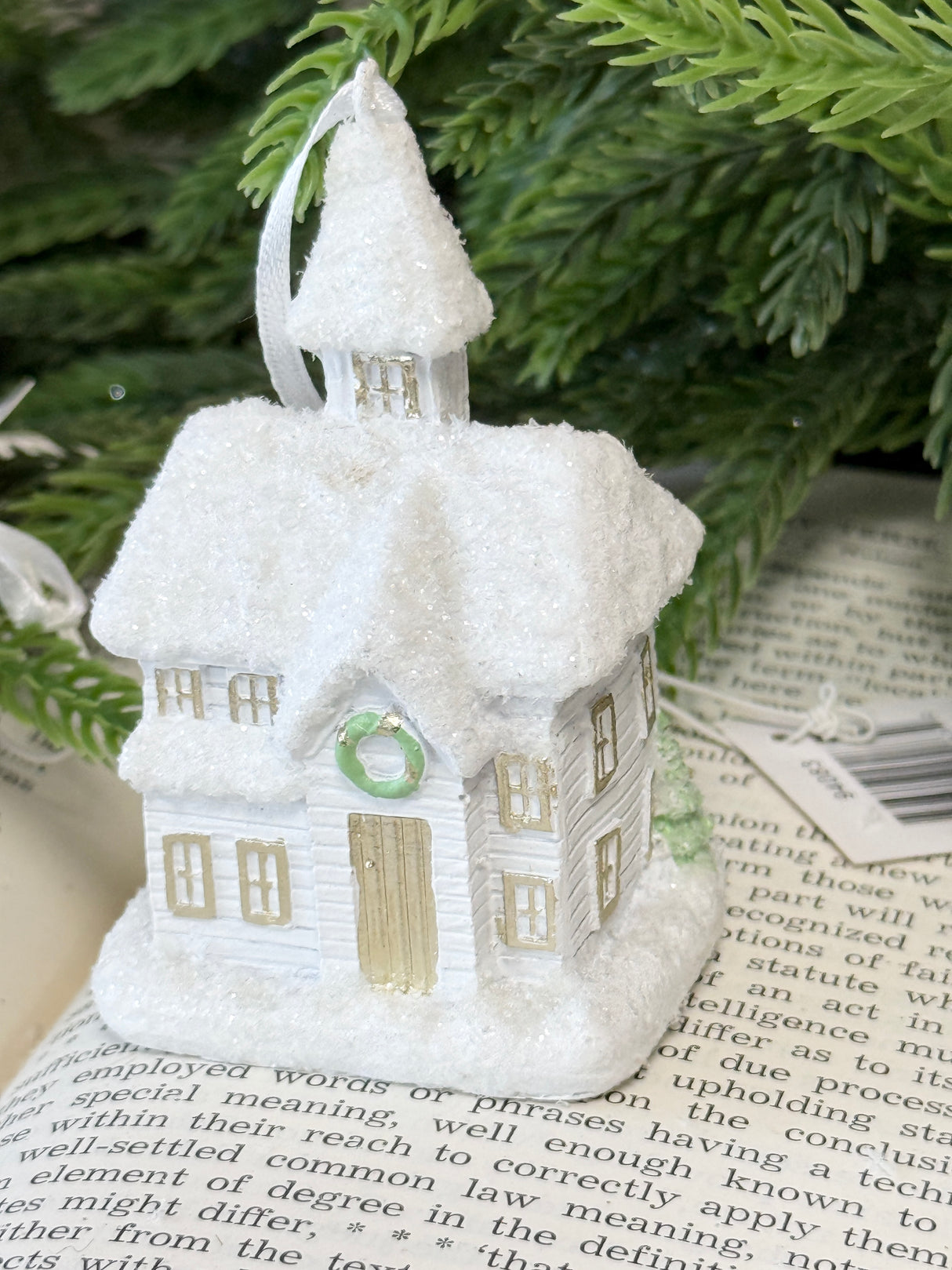 Snow Dusted Church Ornament