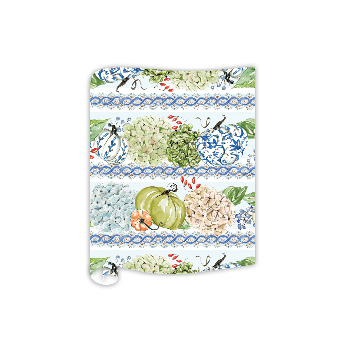 Hydrangea & Pumpkins Paper Table Runner
