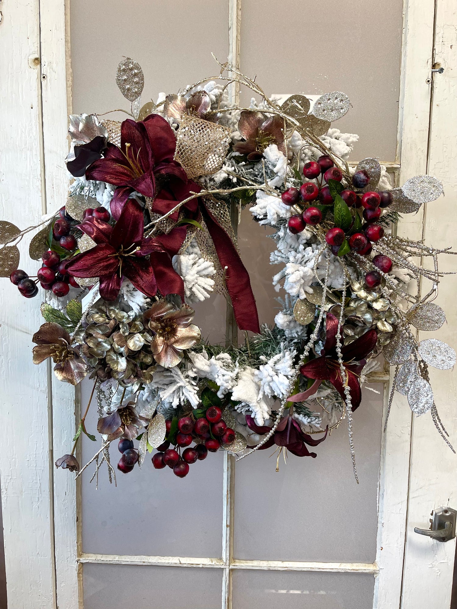 23" Snow Kissed Cherries Wreath