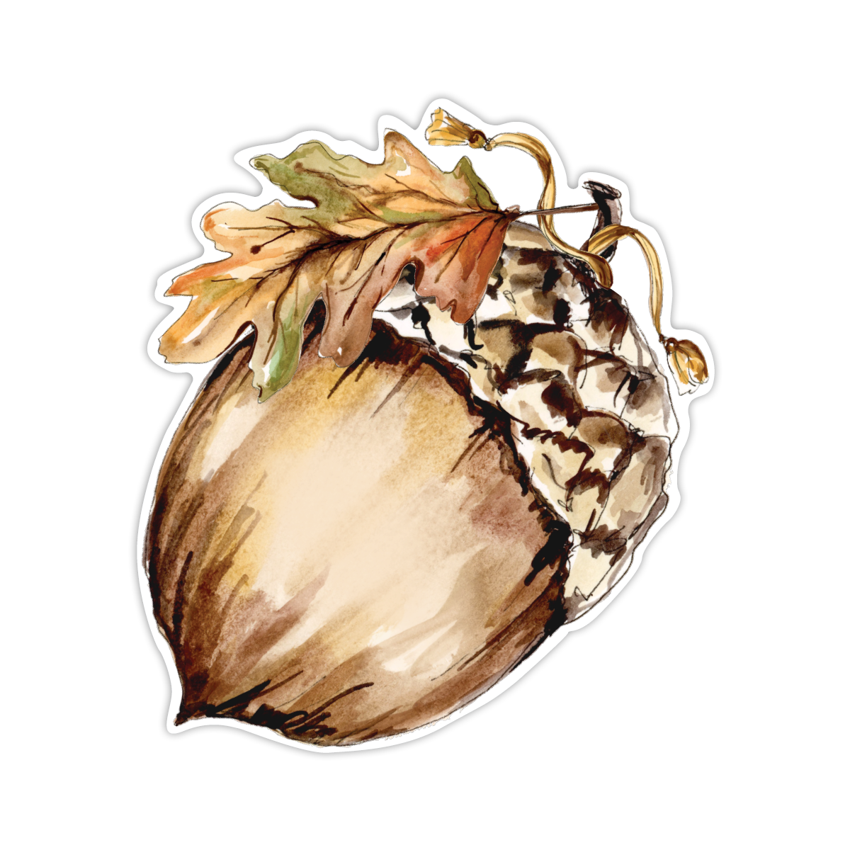 Paper Acorn with Brown Leaf