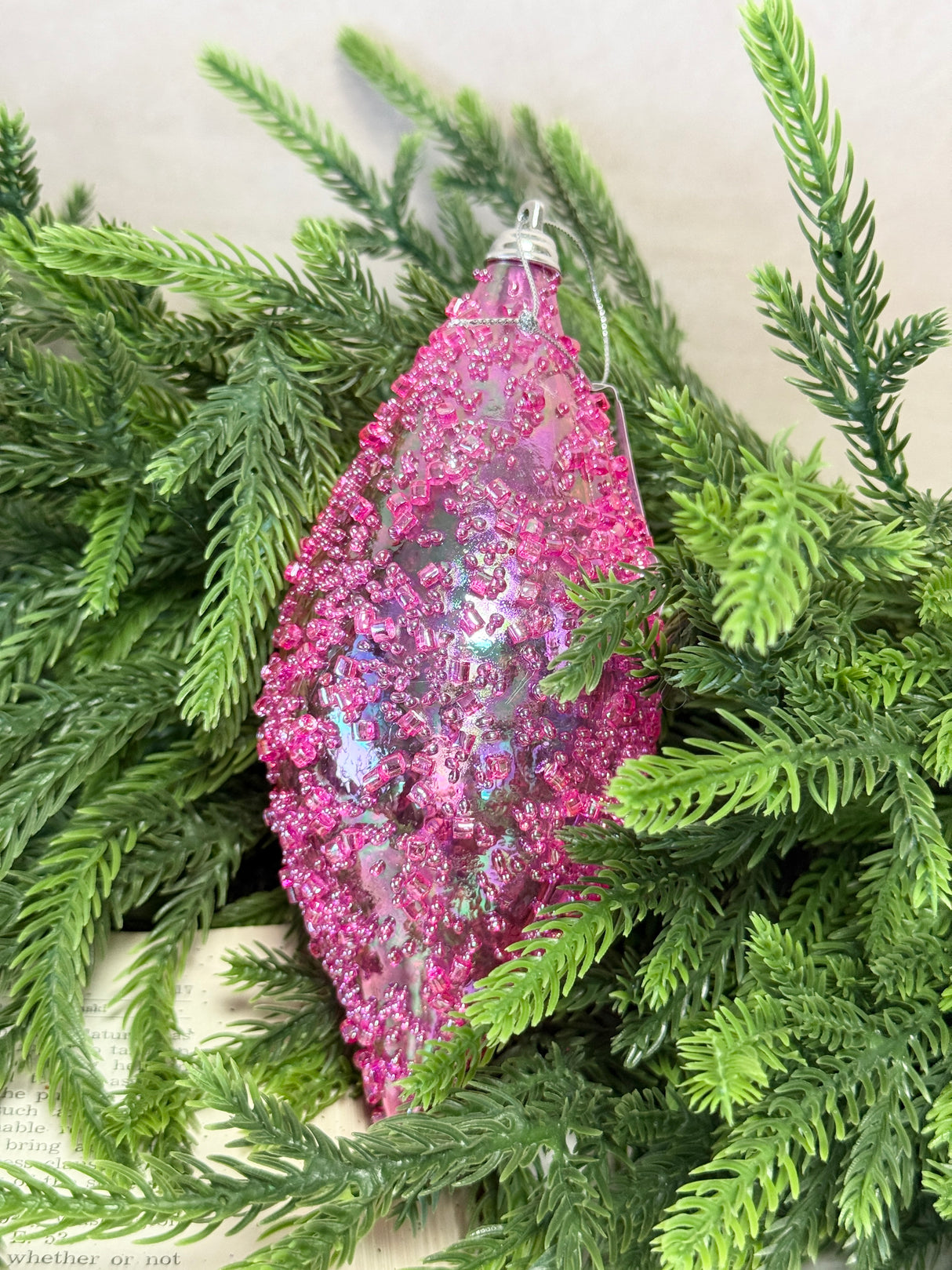 Pink Iridescent Finial Shatterproof Ornament