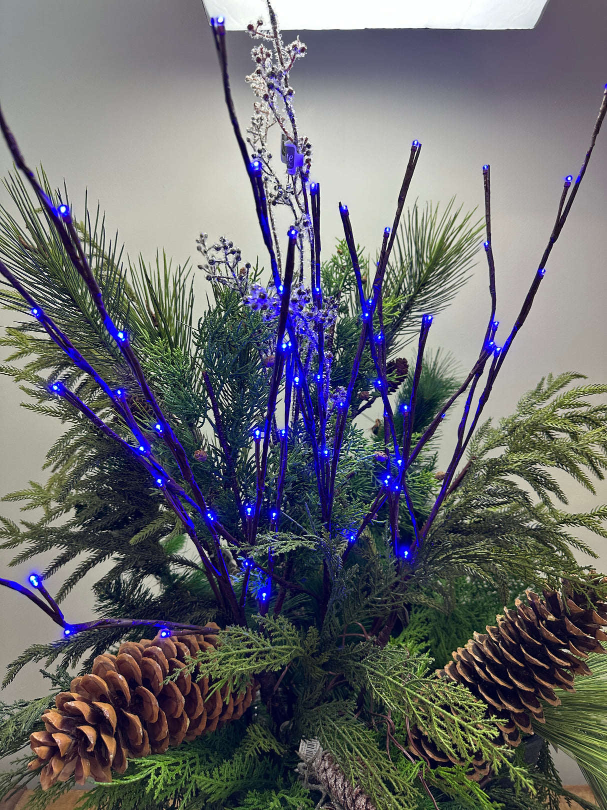 Outdoor Blue Lighted Branch Set of 3