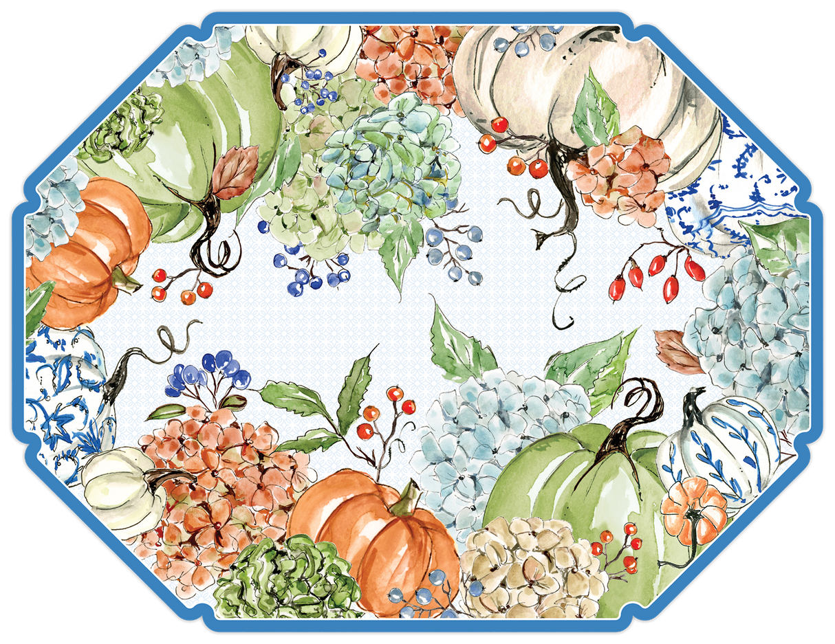 Hydrangea & Pumpkins Paper Placemats