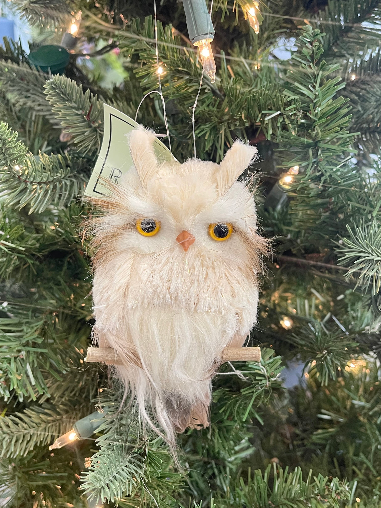 Natural Snow Owl Ornament