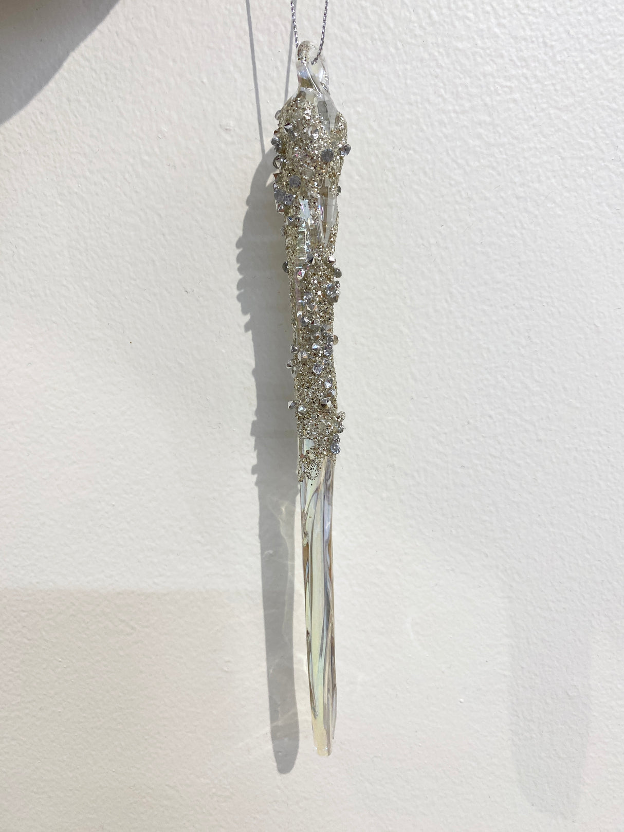 Glass Frosted Icicle Ornament