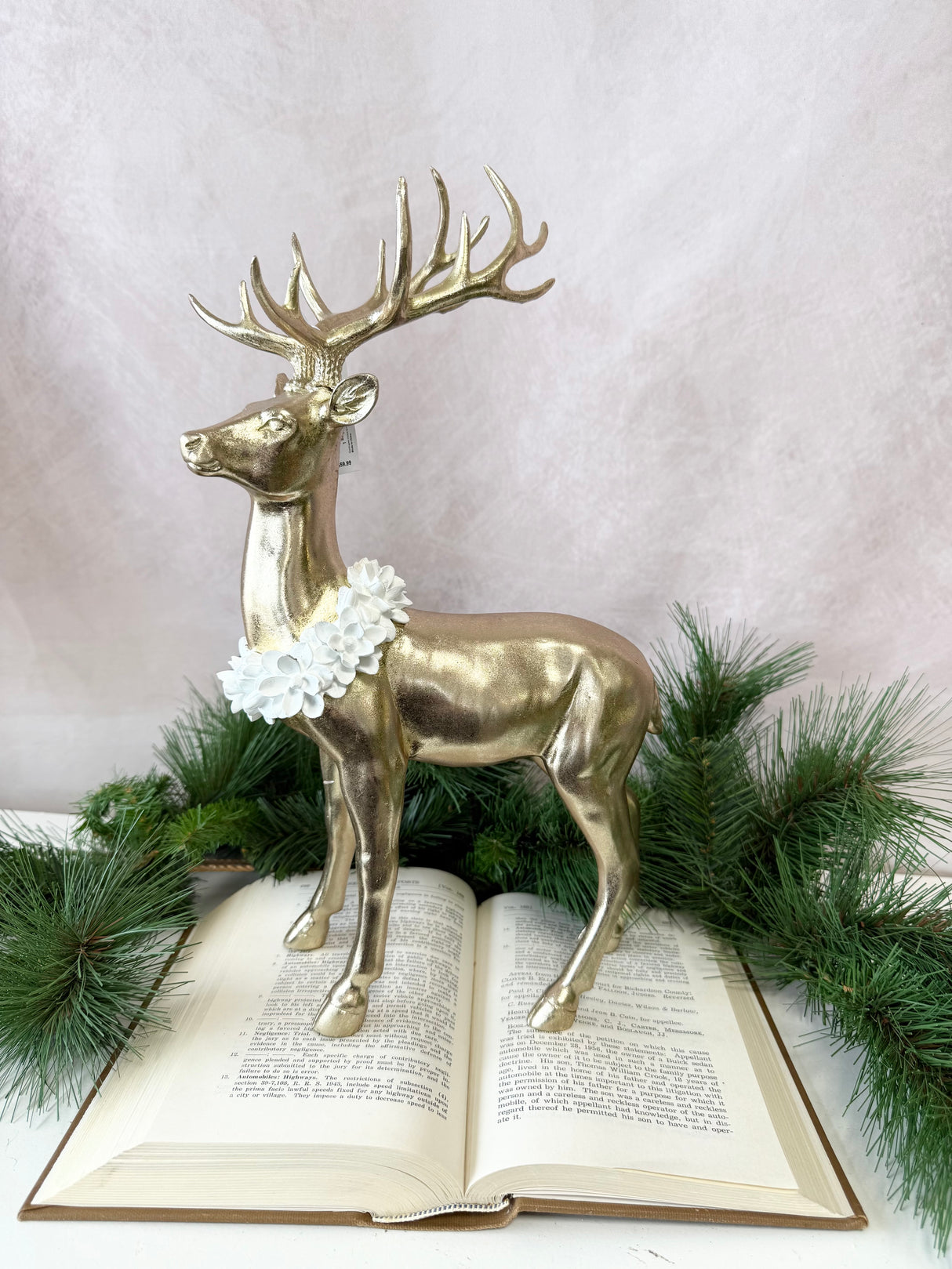 Winter Tale Gold Resin Standing Deer