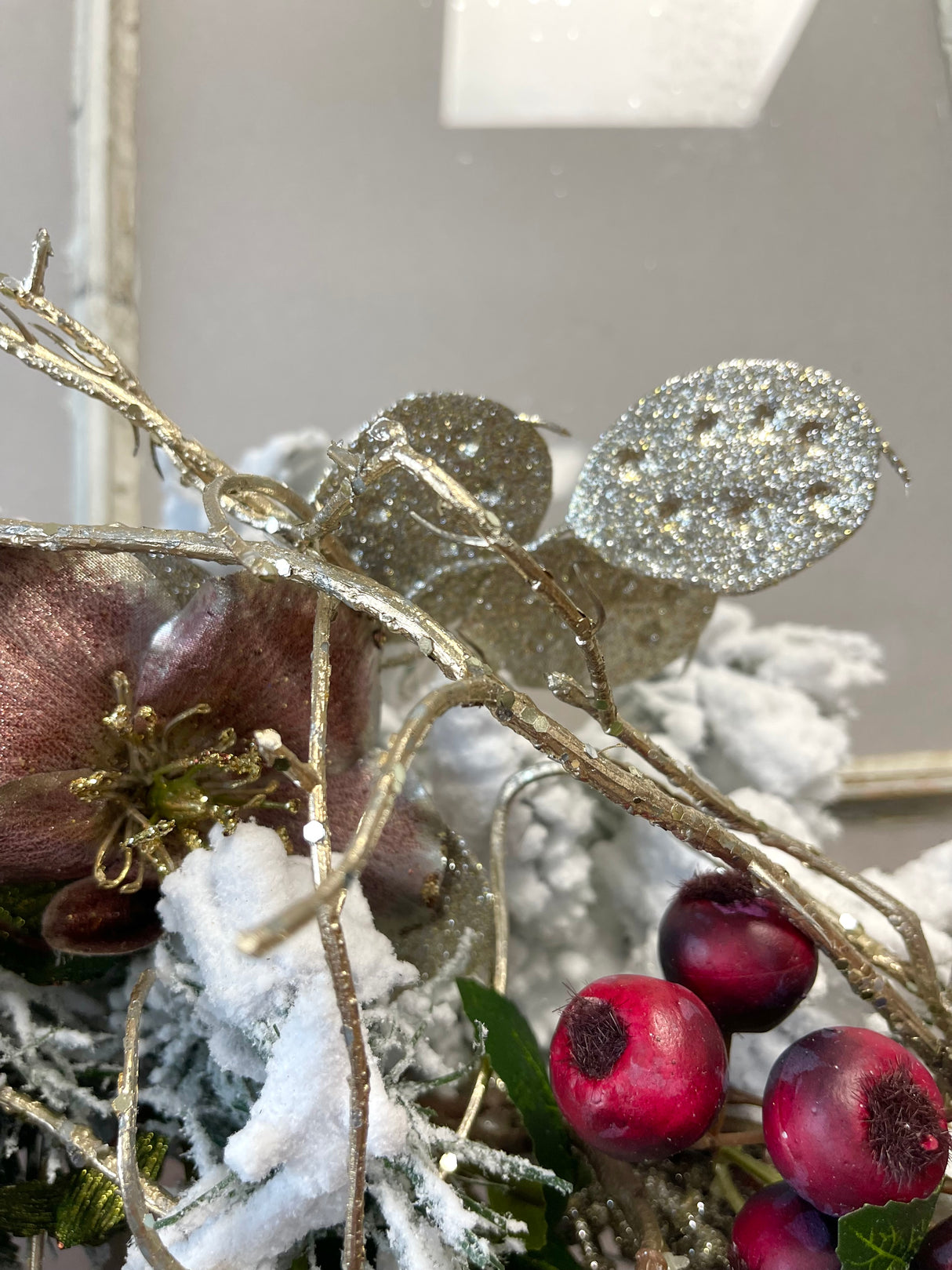 23" Snow Kissed Cherries Wreath