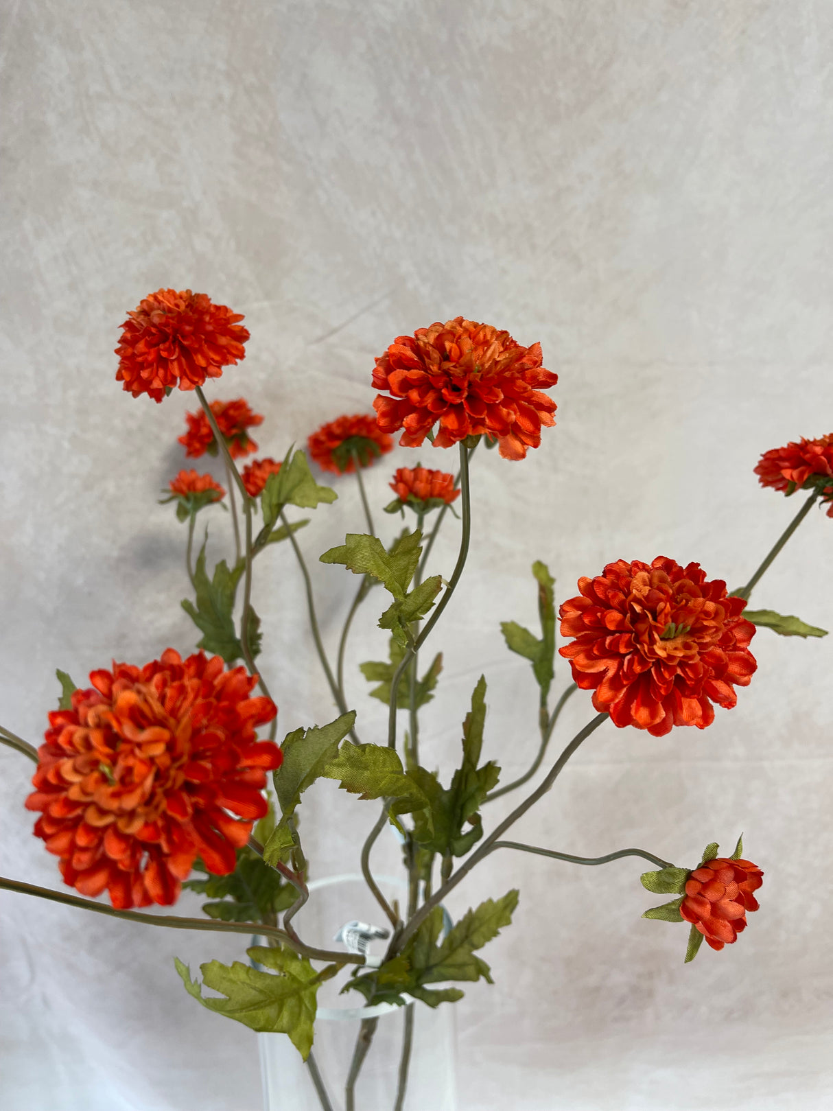 Warm Orange Pom-Pon Mum Spray