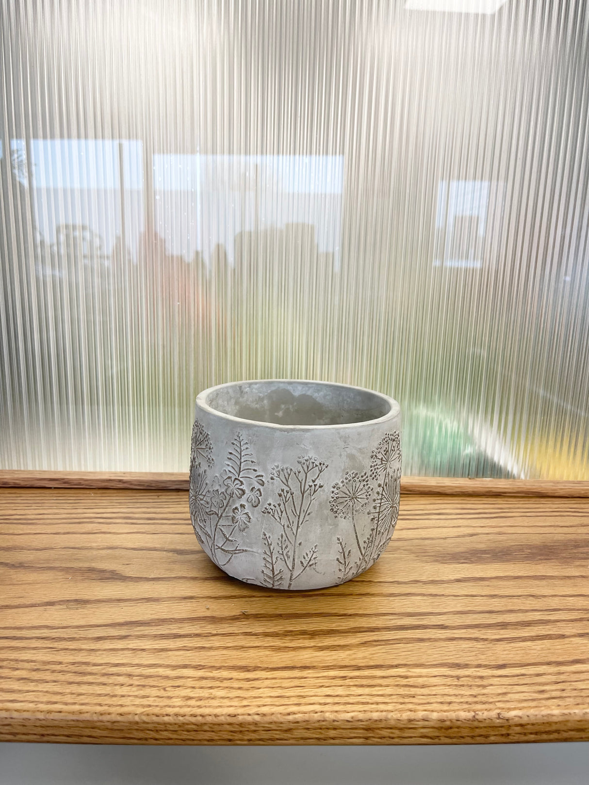 Short Full Wildflower Cement Pot