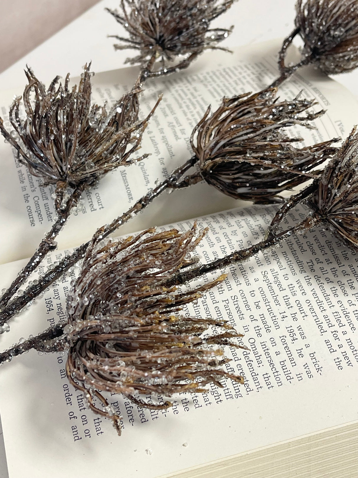 Brown Iced Thistle Spray