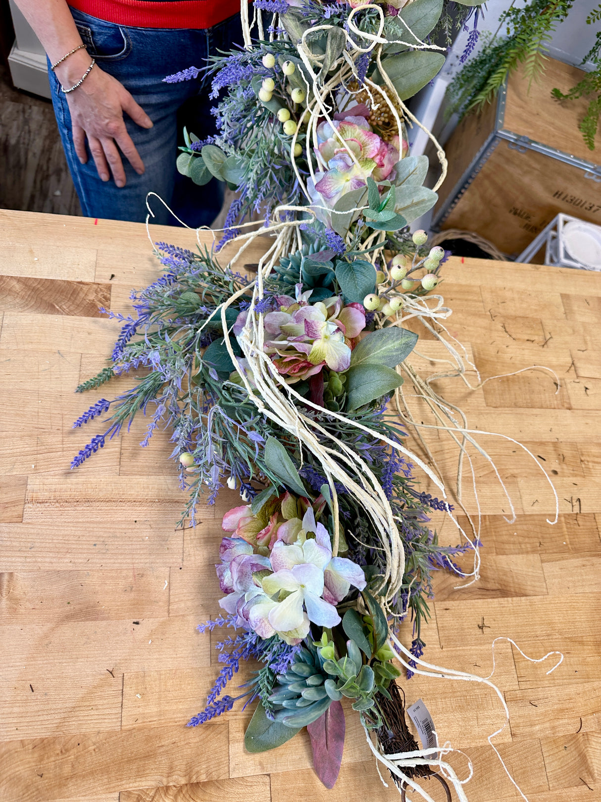 45" Hydrangea Succulent Garland