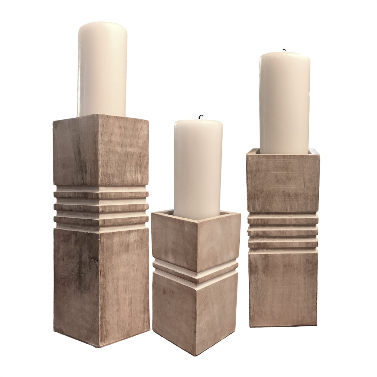 Bleached Wood Loveland Candleholder - 3 Sizes