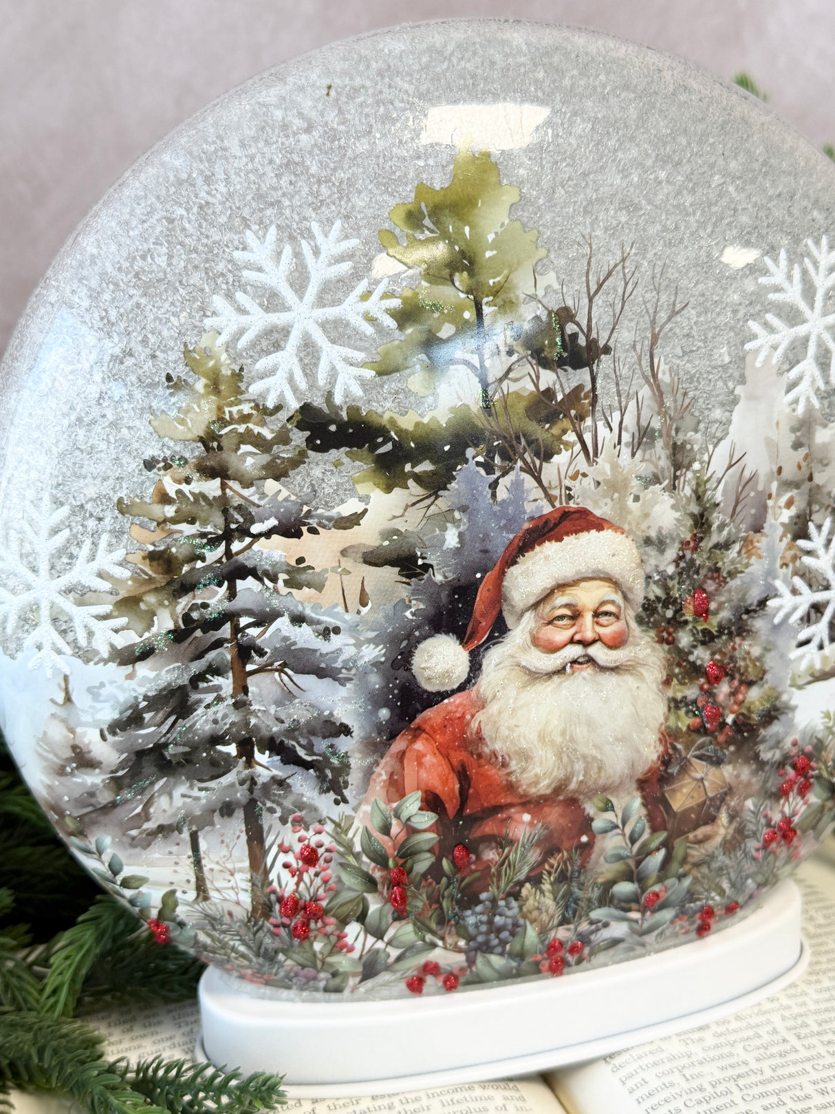 Lighted Santa Glass Accent