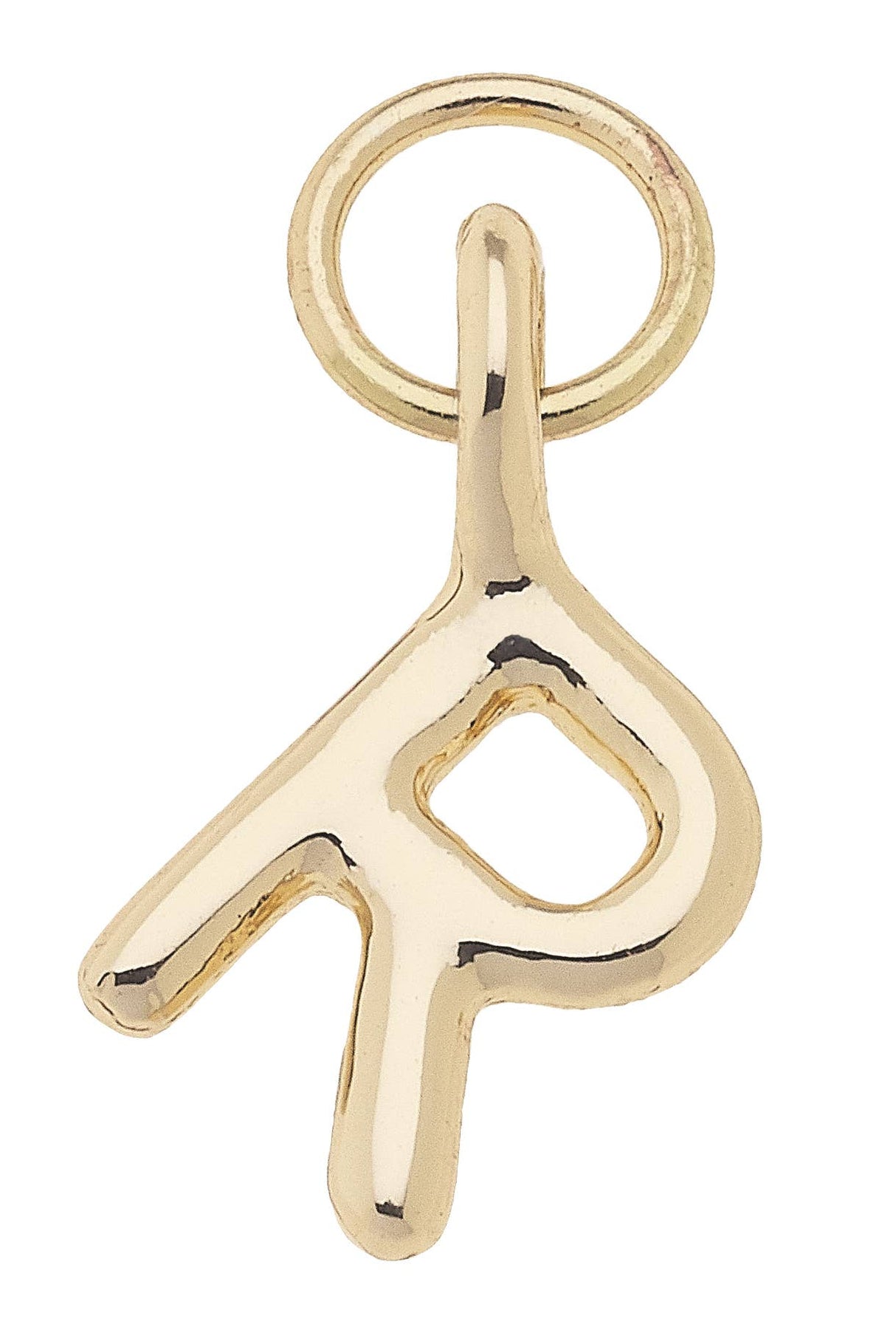 F Mini Initial Charm in Shiny Gold
