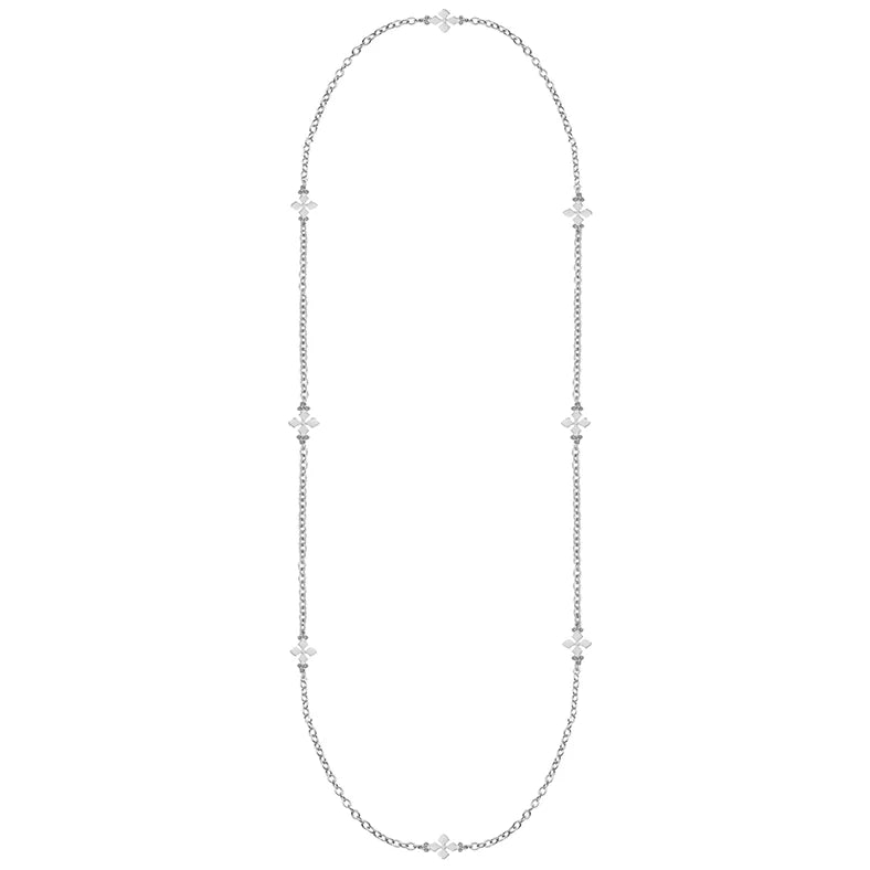 Believer Cross Station Necklace in Silver