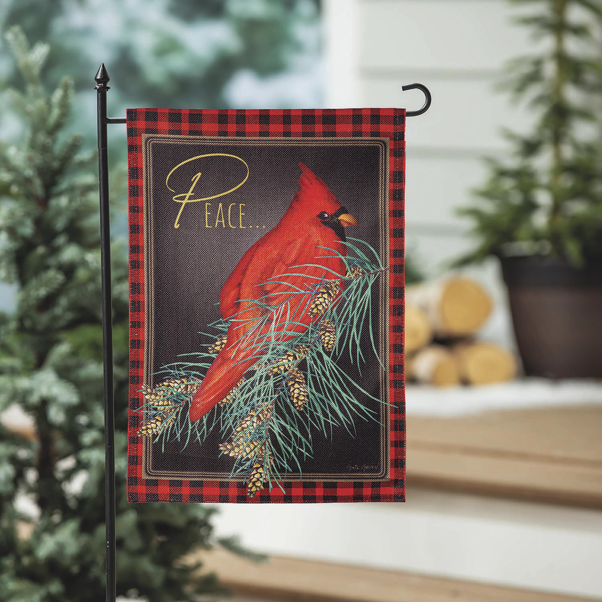 Cardinal Peace Burlap Garden Flag