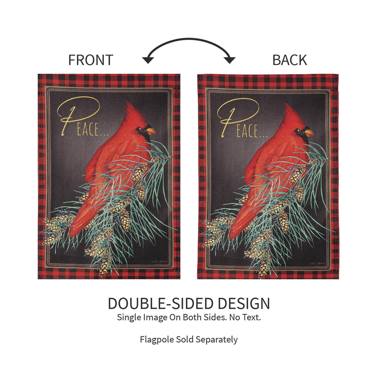 Cardinal Peace Burlap Garden Flag