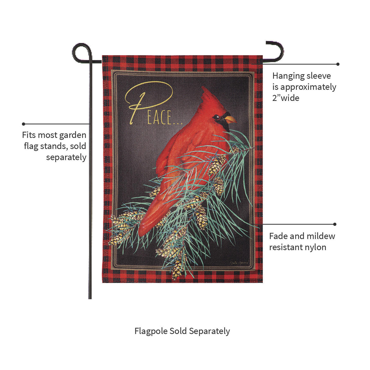 Cardinal Peace Burlap Garden Flag