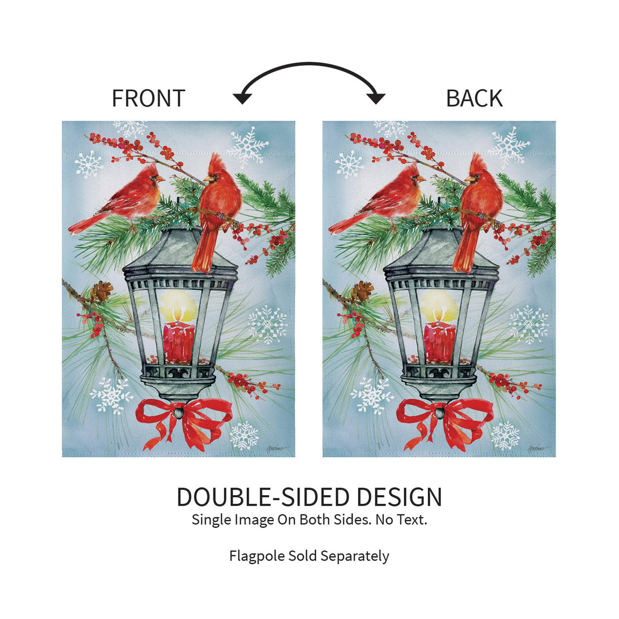 Cardinal Lantern Suede Garden Flag