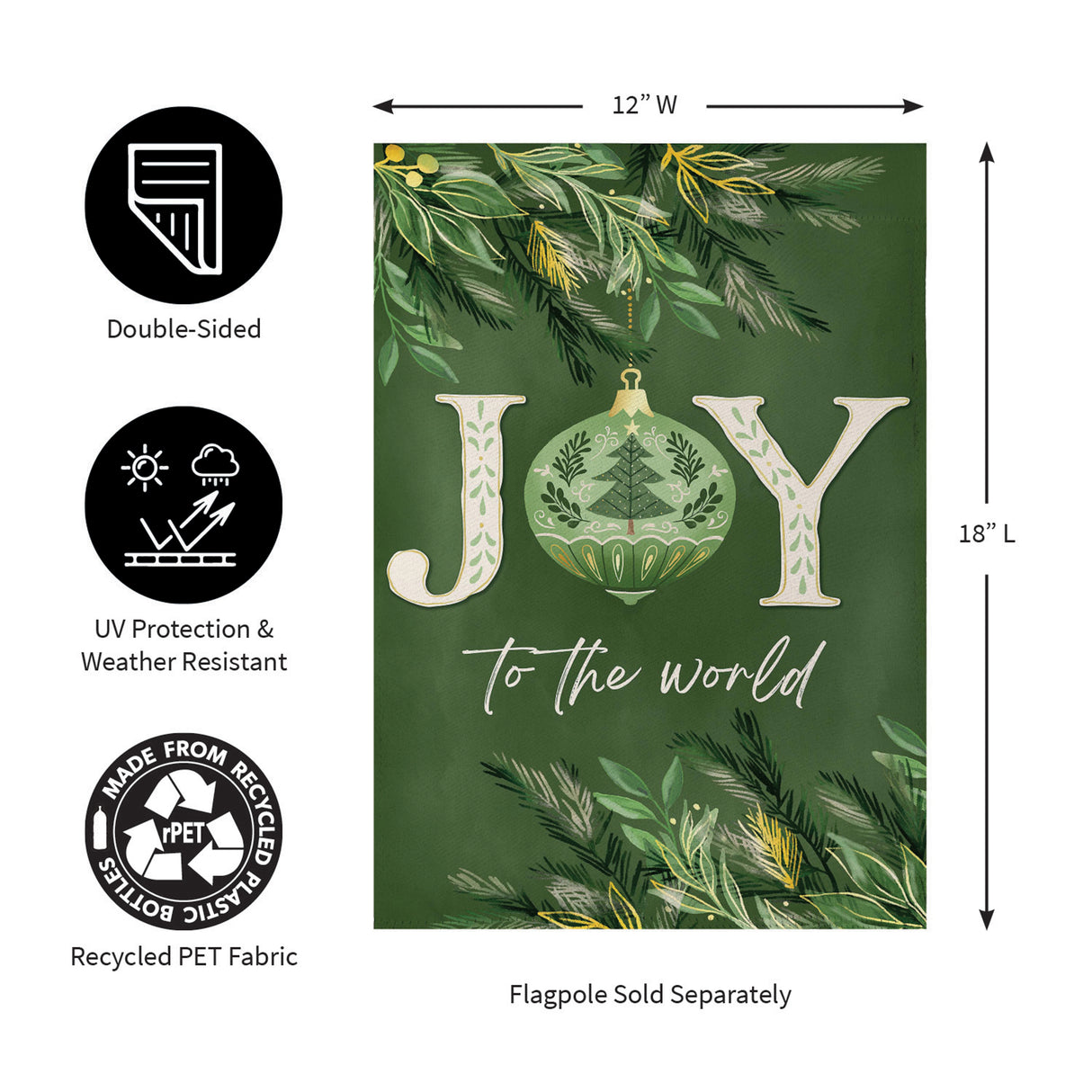 Greenery Joy To The World Suede Garden Flag