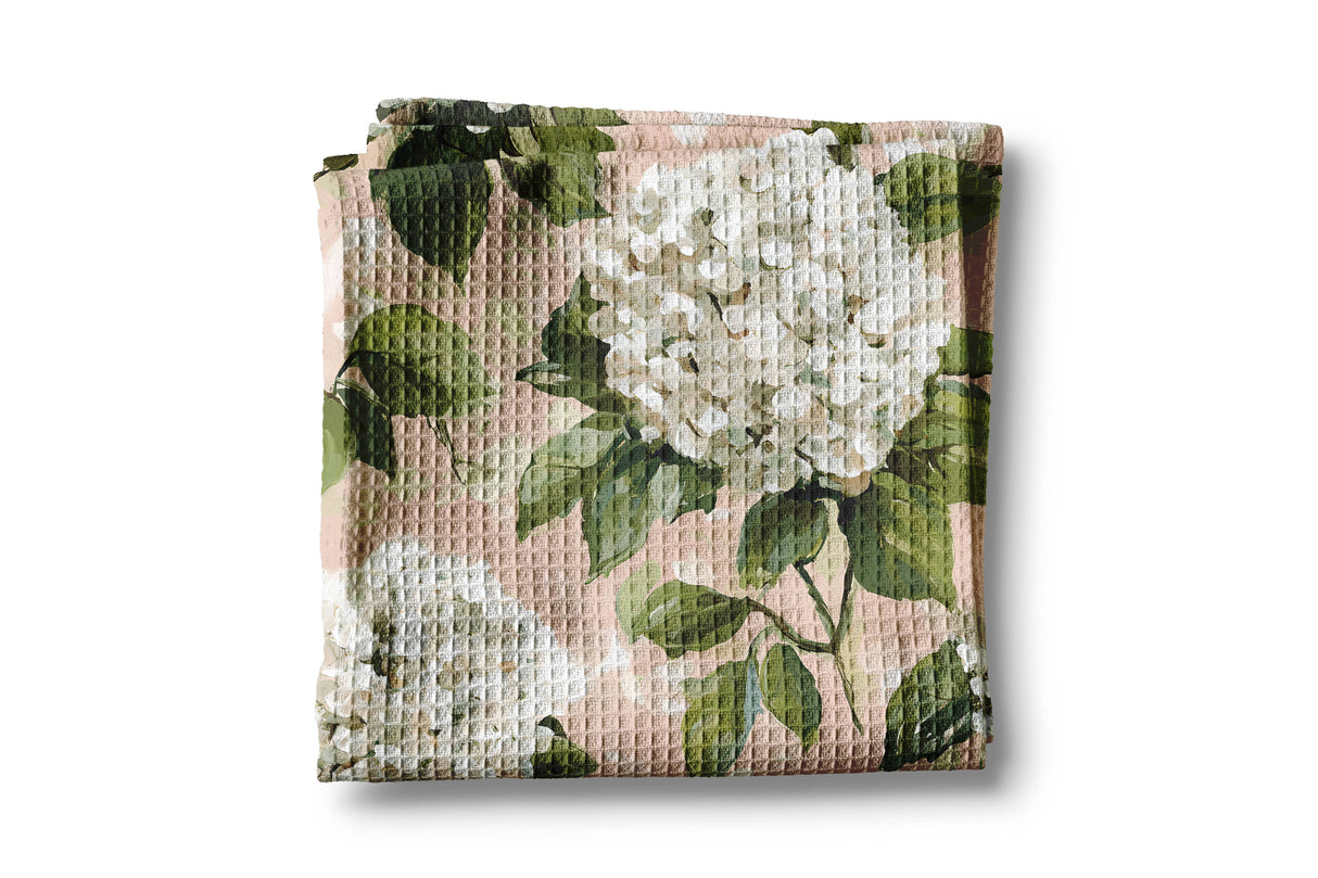 Hydrangea Flower Chinoiserie Tea Towel
