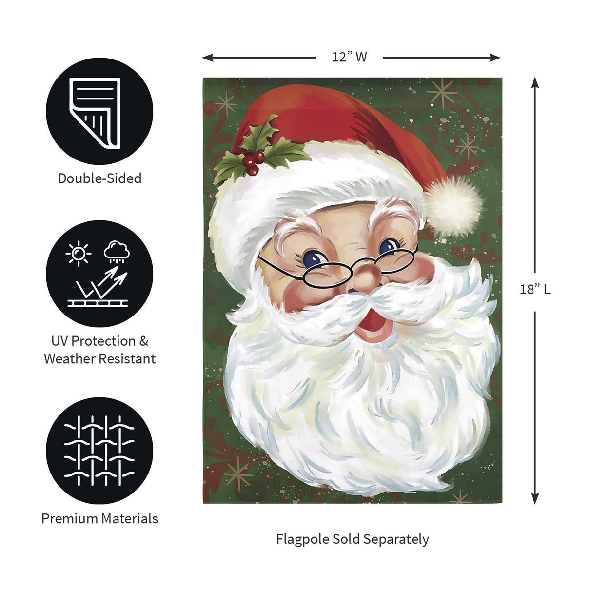 Merry Santa Applique Garden Flag