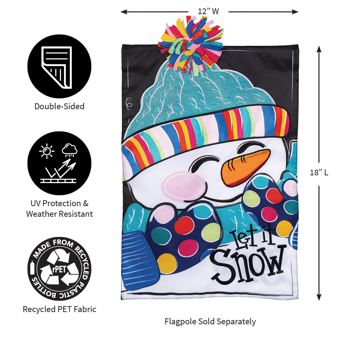 Let It Snow-Man Applique Garden Flag