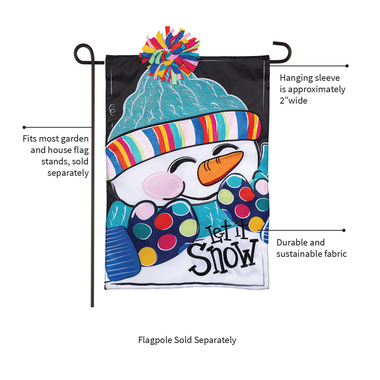 Let It Snow-Man Applique Garden Flag