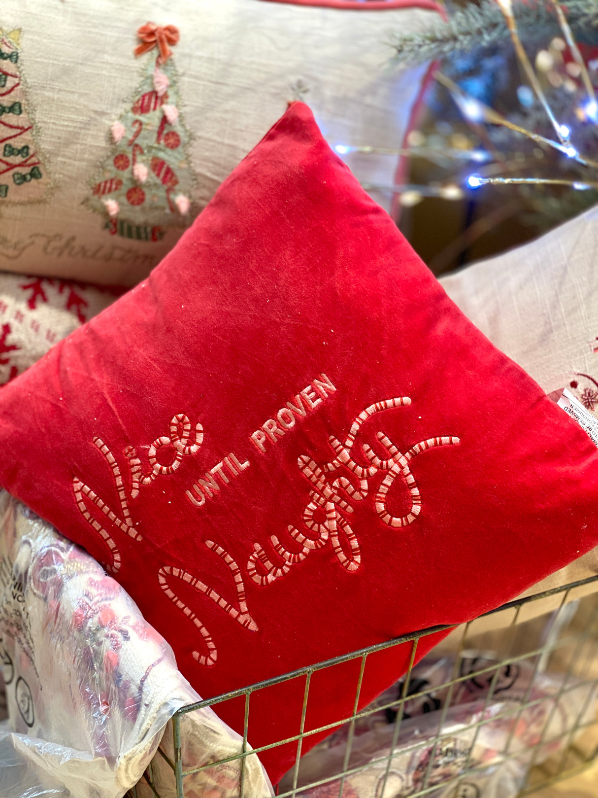 Nice Until Proven Naughty Velvet Pillow