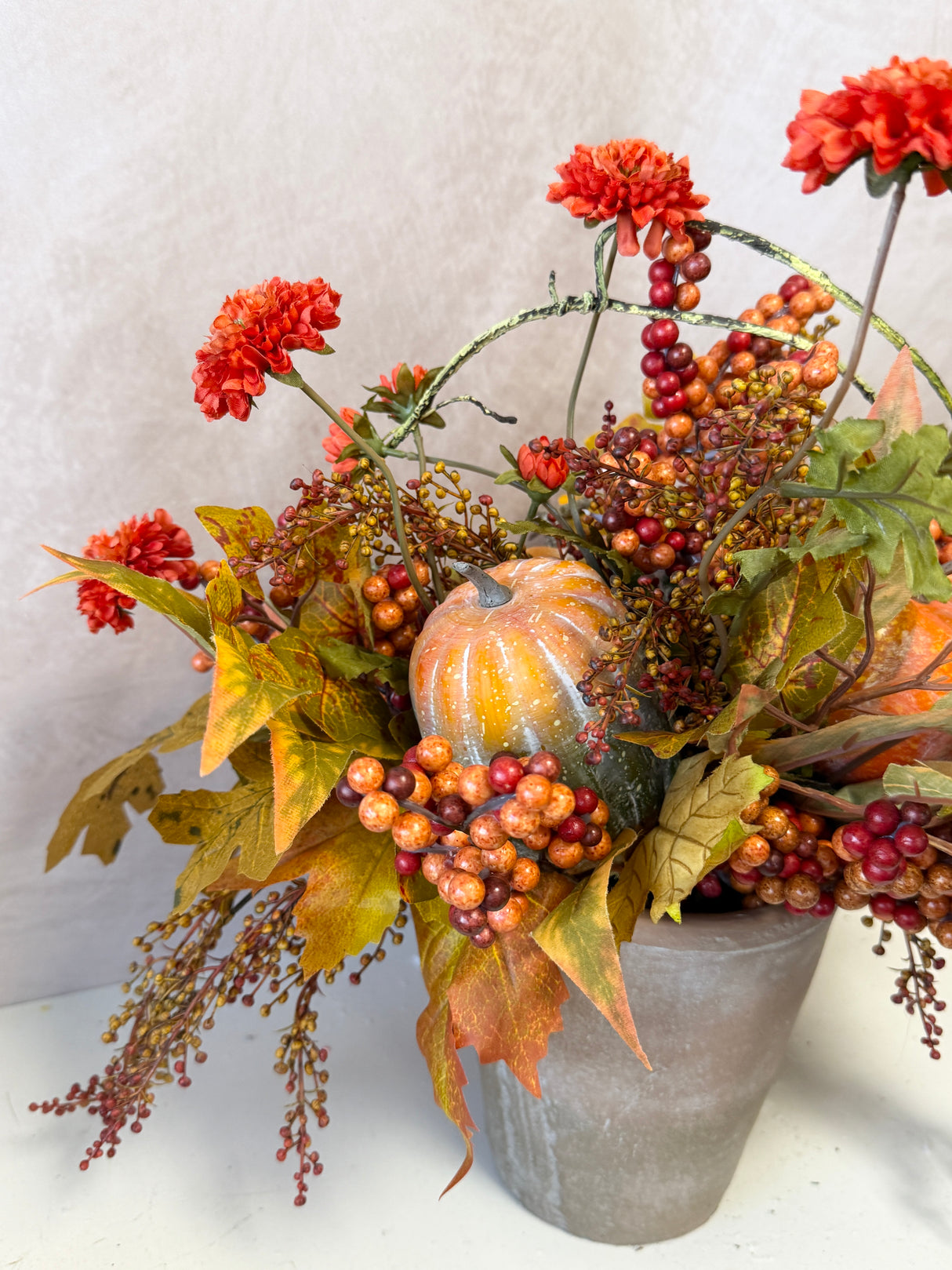 18" Falling Leaves & Pumpkins Please Centerpiece