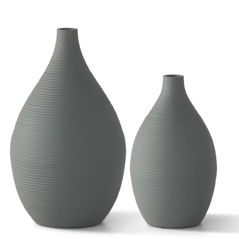 Matte Gray Long Neck Metal Vase - 2 Sizes