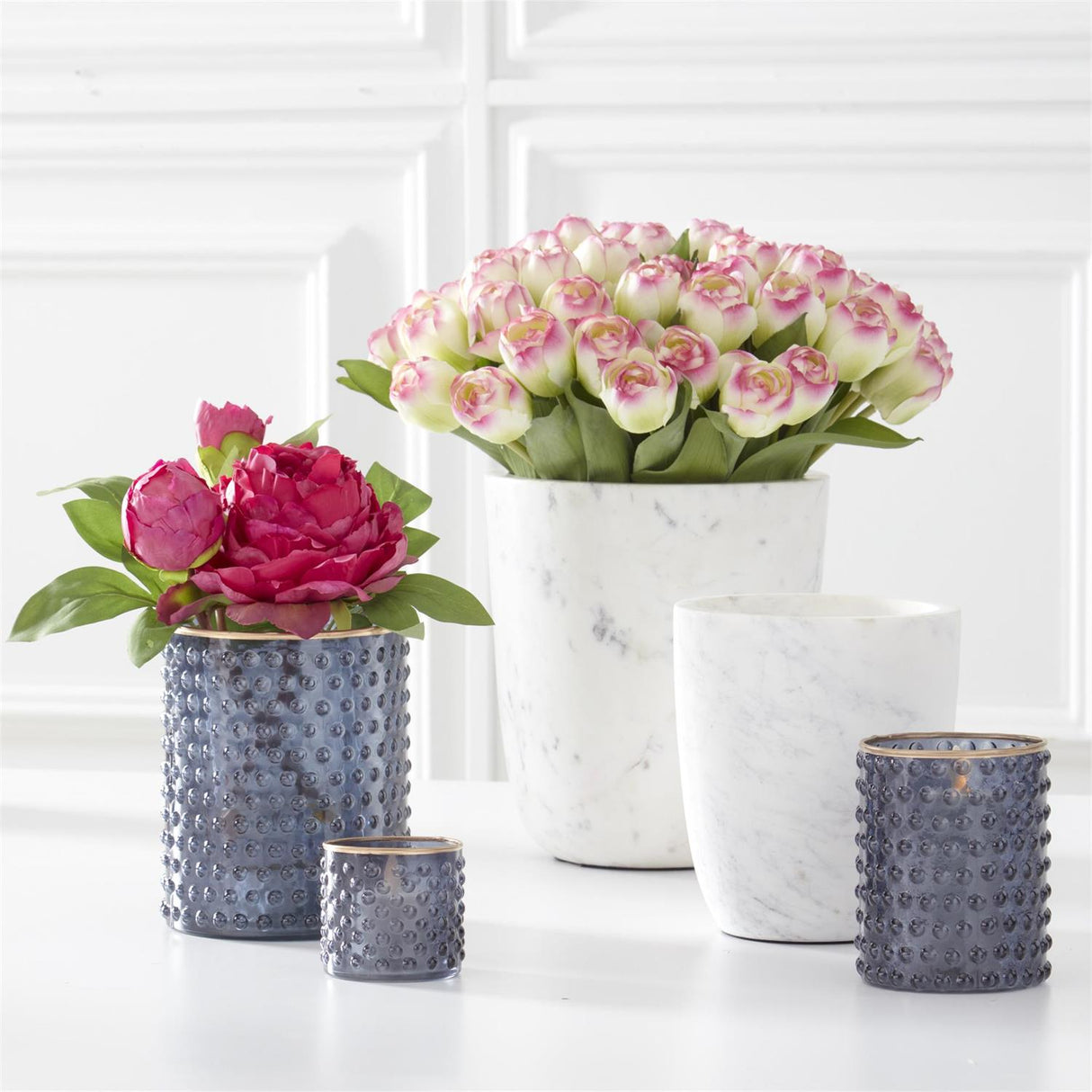 Blue Dot Embossed Candleholder -3 Sizes