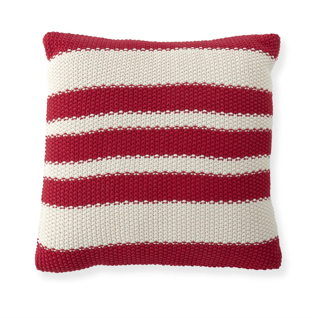 Cotton Knit Red & Cream Striped Pillow