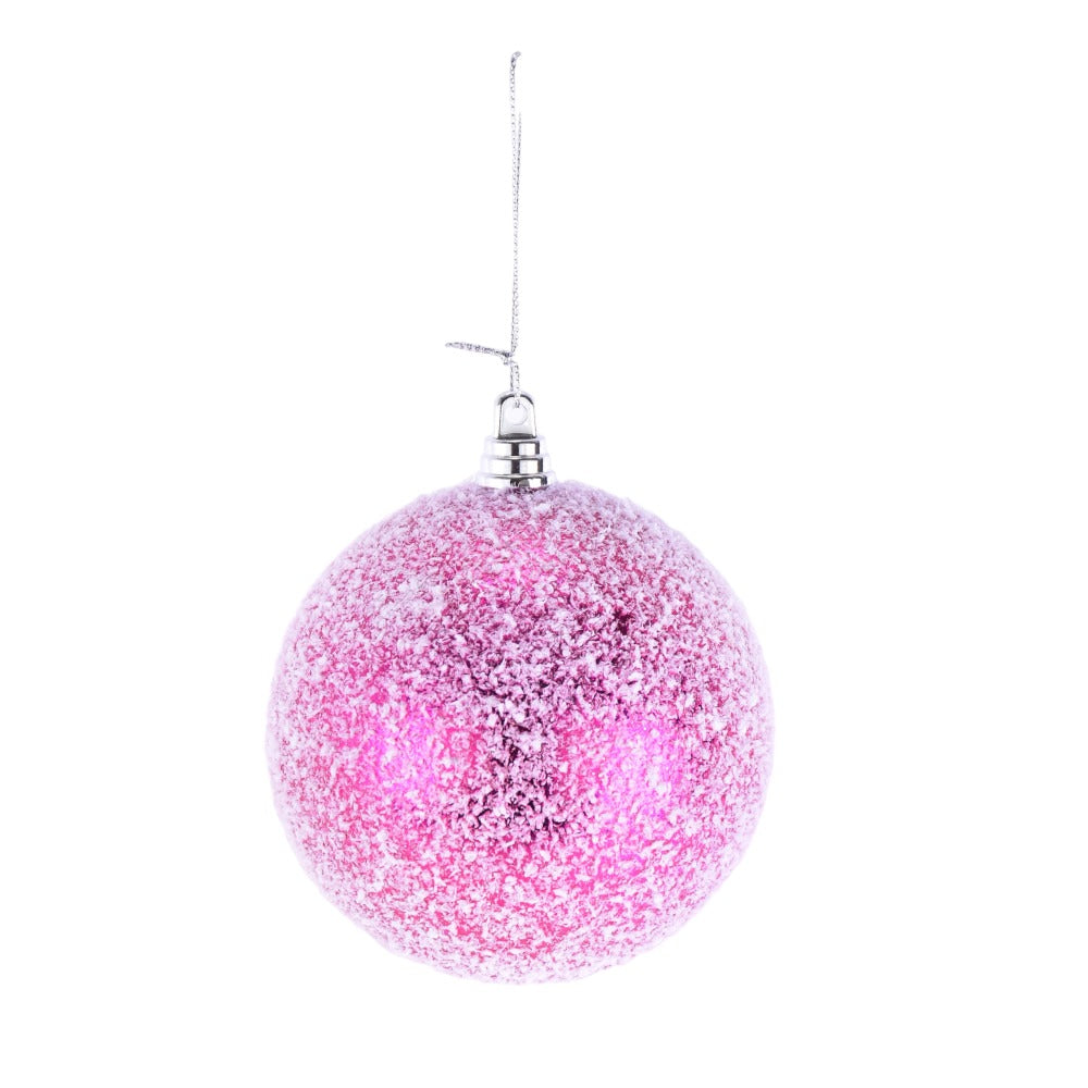 Pink Frosted Ball Ornament