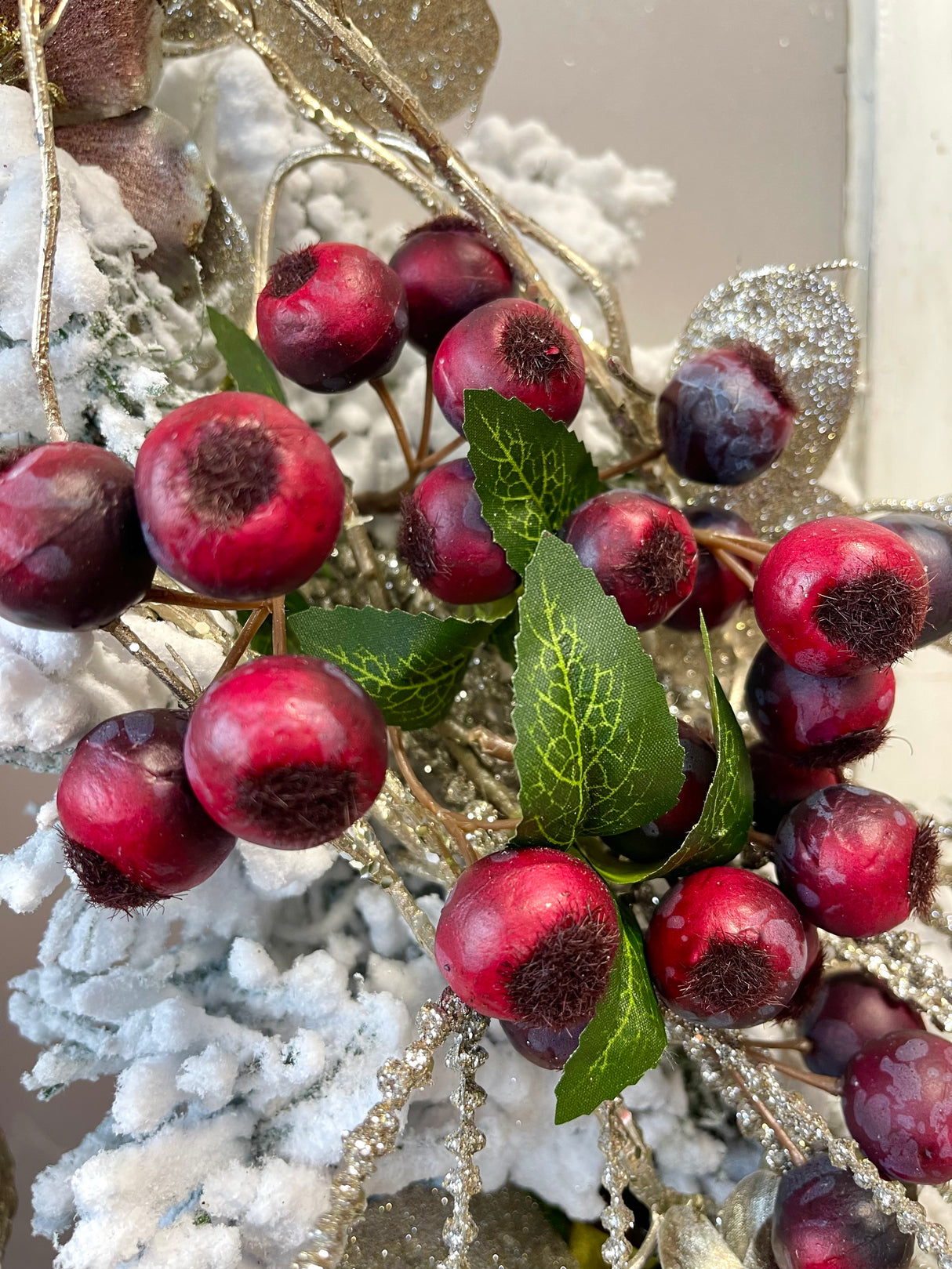 23" Snow Kissed Cherries Wreath