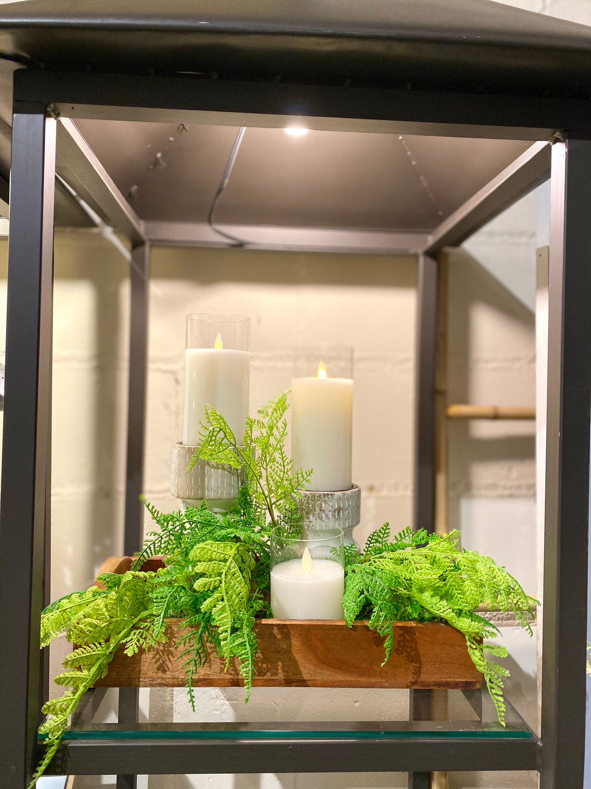 Cream Moving LED Glass Candle Set