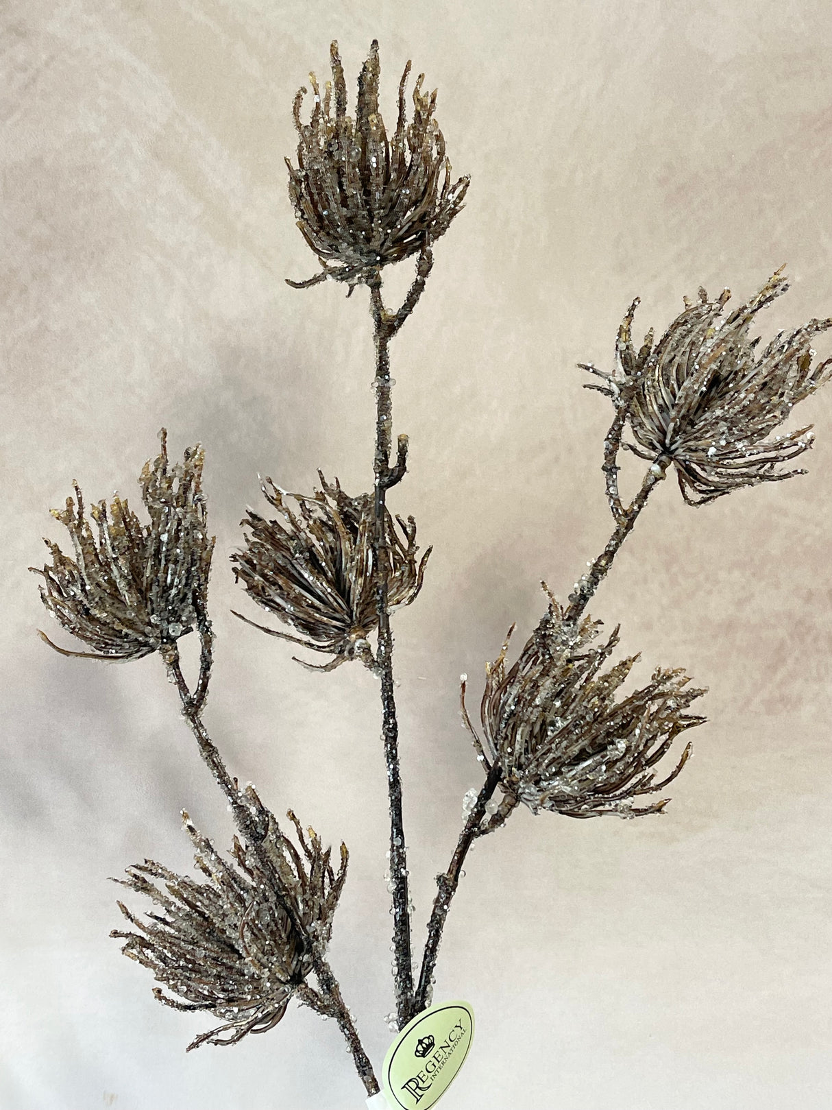 Brown Iced Thistle Spray