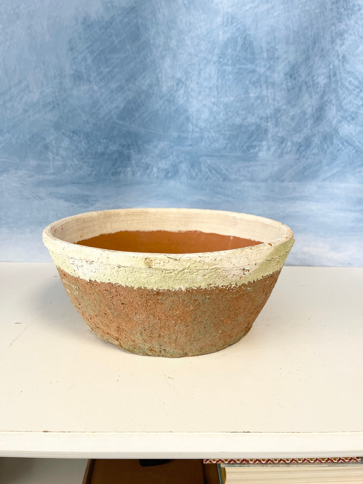 9.5" Antiqued Redstone Big Bowl with White rim
