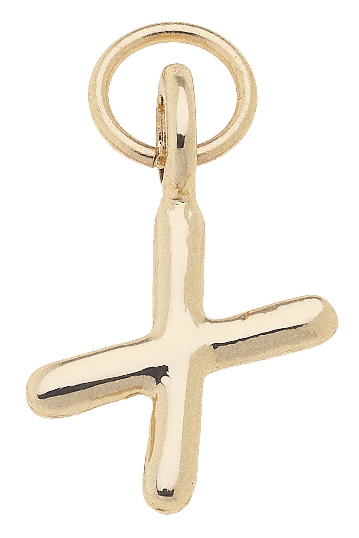 E Mini Initial Charm in Shiny Gold