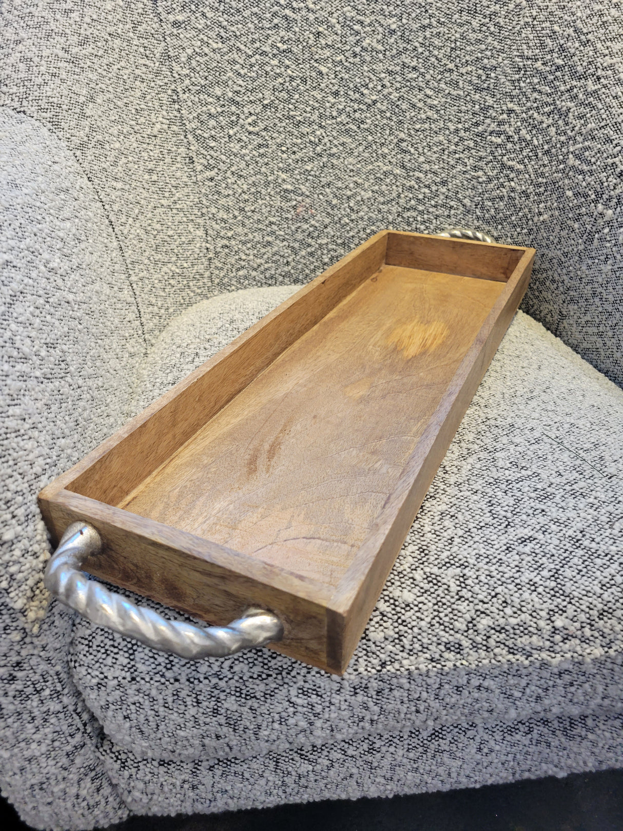 Mango Wood Tray w/ Aluminum Handles