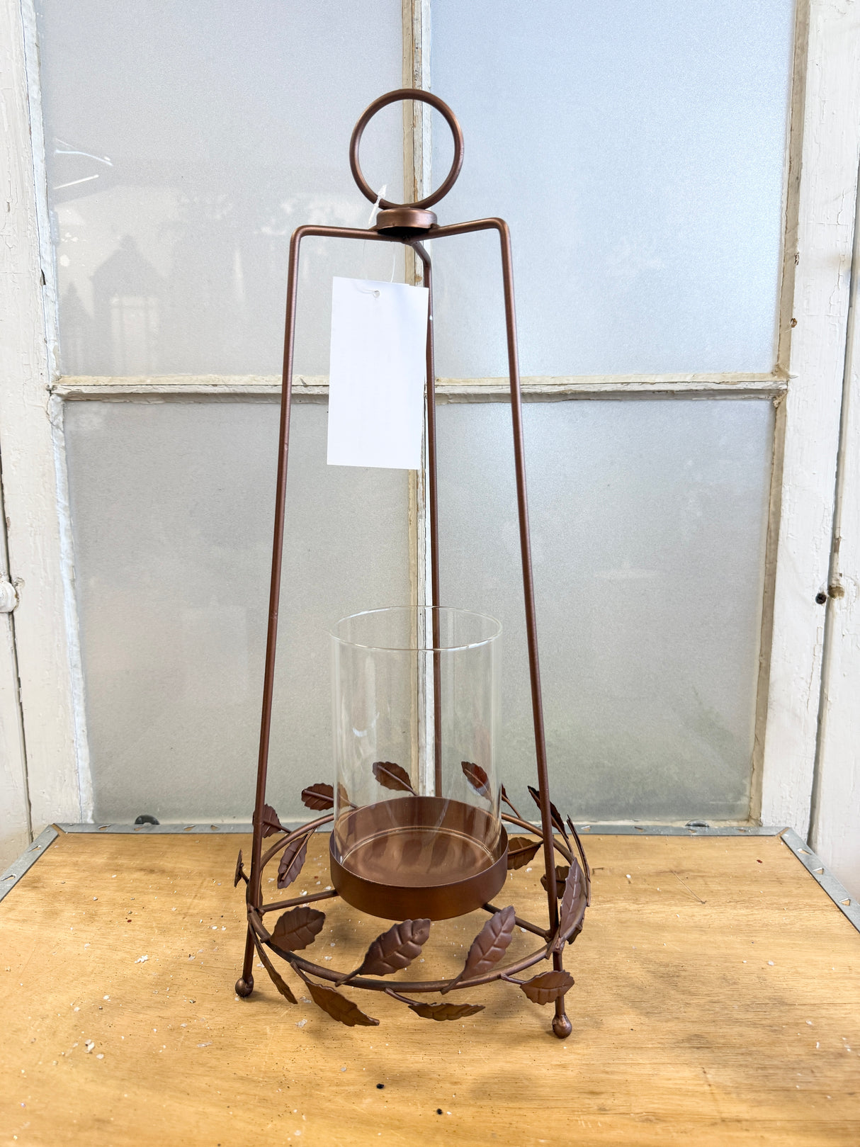 Feather Trim Bronze Lantern