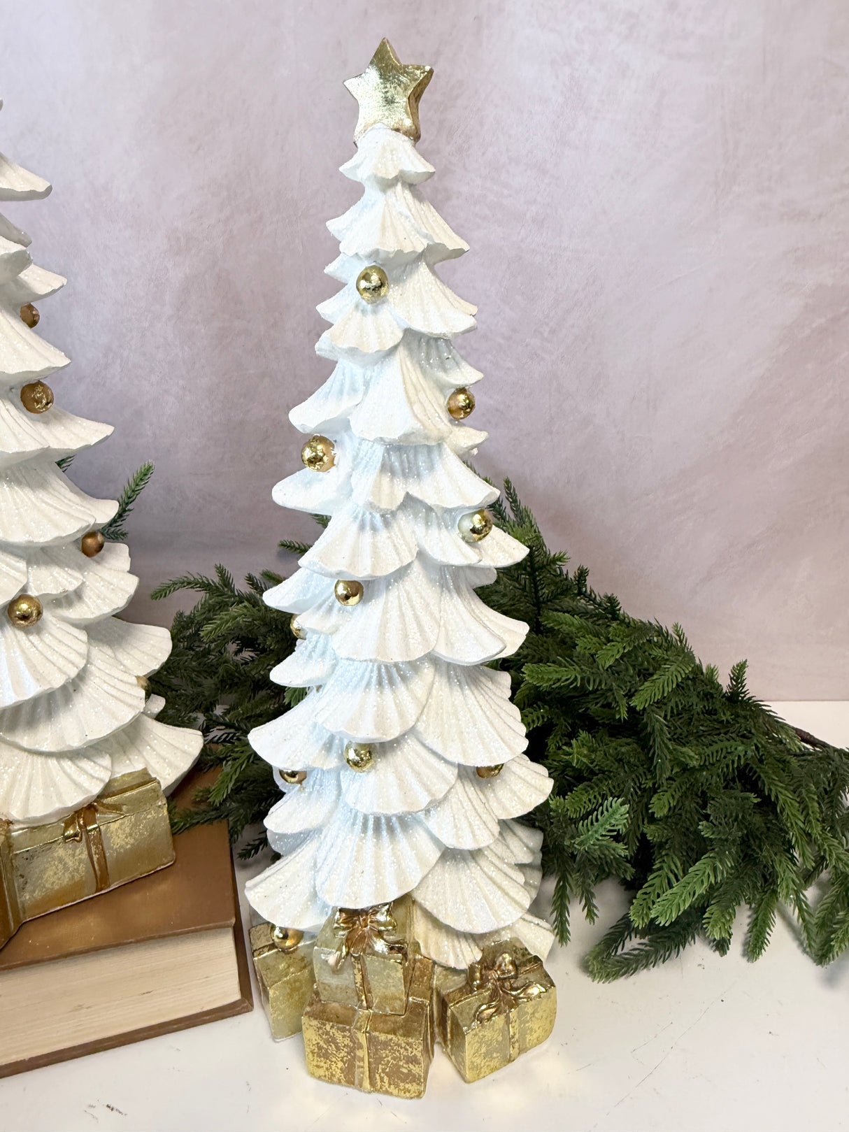Golden Gathering Resin Christmas Tree Set of 2