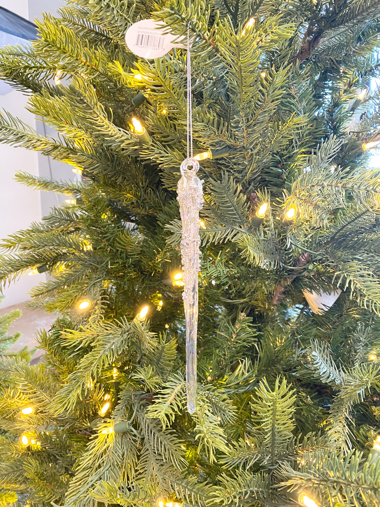 Glass Frosted Icicle Ornament