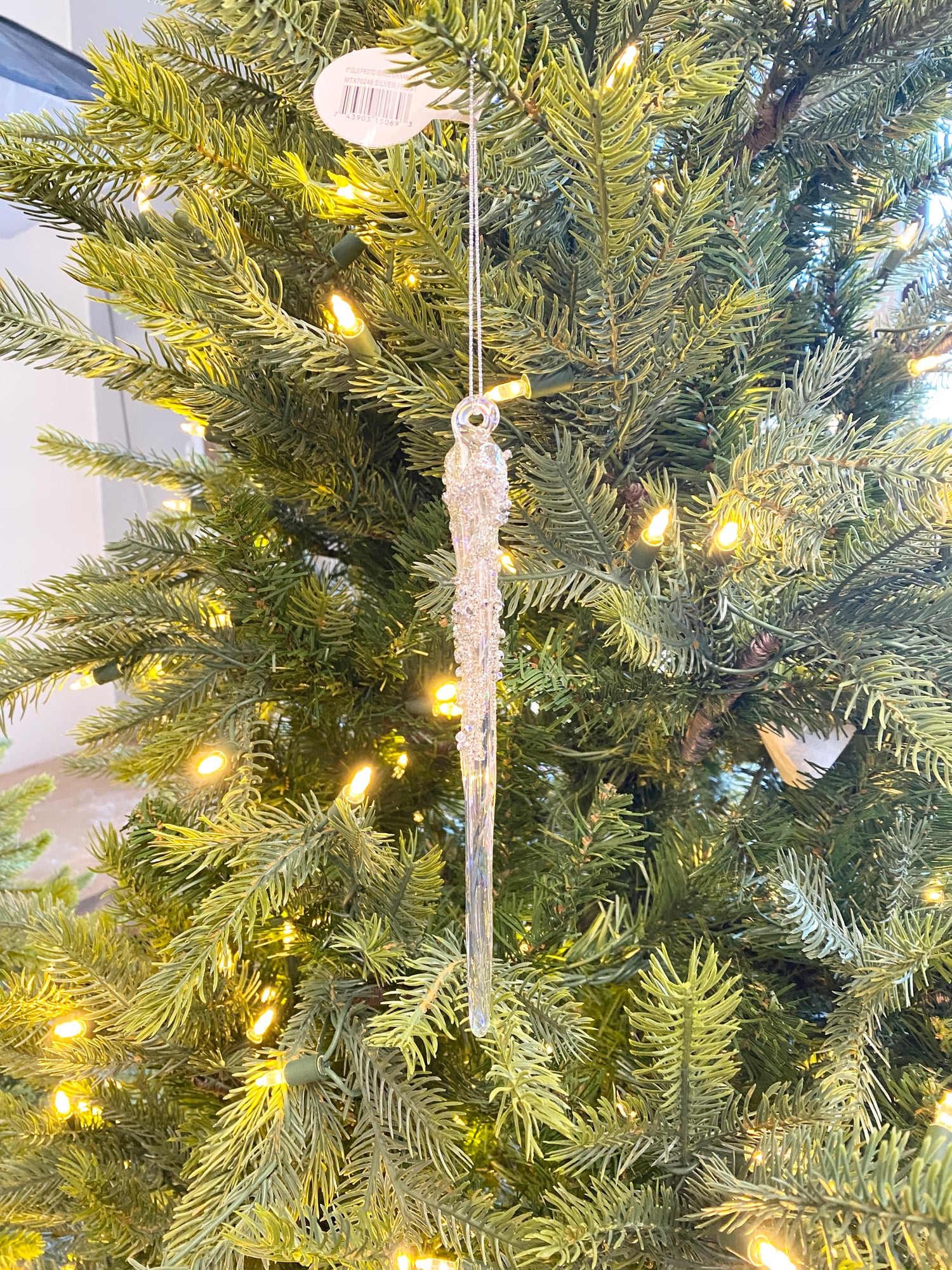 Glass Frosted Icicle Ornament